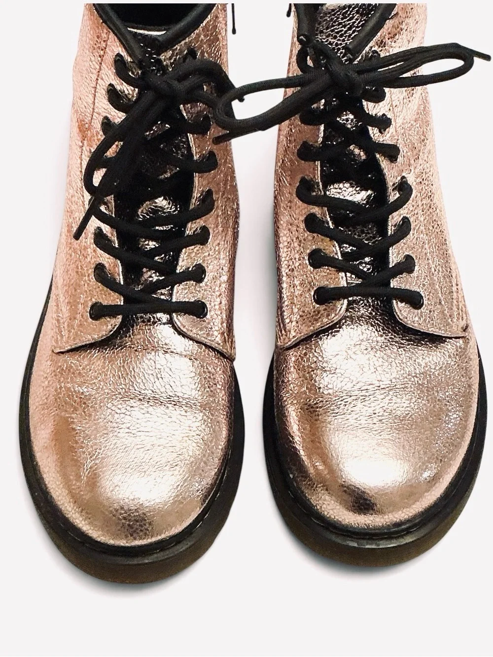 Dr.Martens 1460 Rose Pink Disco Crinkle Metallic Leather Boots Youth Size US 5